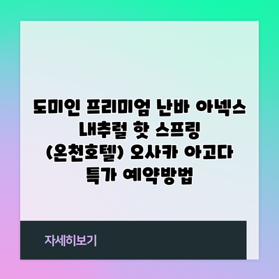 도미인 프리미엄 난바 아넥스 내추럴 핫 스프링 (온천호텔) 오사카 아고다 특가 예약방법