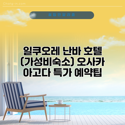 일쿠오레 난바 호텔 (가성비숙소) 오사카 아고다 특가 예약팁