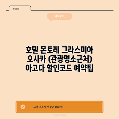 호텔 몬토레 그라스미아 오사카 (관광명소근처) 아고다 할인코드 예약팁