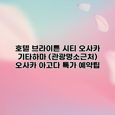 호텔 브라이튼 시티 오사카 기타하마 (관광명소근처) 오사카 아고다 특가 예약팁