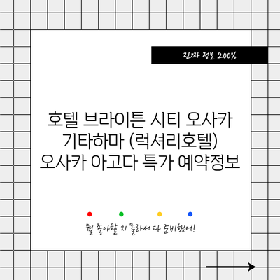 호텔 브라이튼 시티 오사카 기타하마 (럭셔리호텔) 오사카 아고다 특가 예약정보